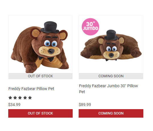 Freddy Fazbear Jumbo 30 Pillow Pet