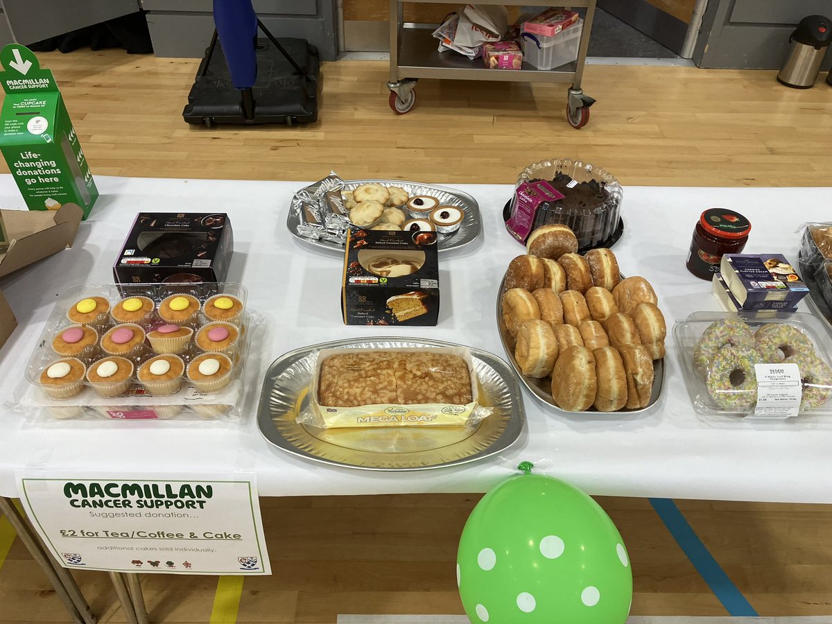 Everything all set up for our #MacMillanCoffeeMorning @ClydePrimary @StBrendansYoker looking forward to seeing you all🫖🧁