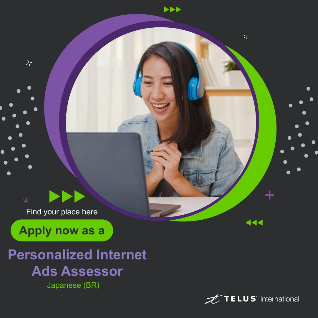 telusjai's tweet photo. Konnichiwa, Brazil! @TELUS is hiring Japanese Speaking Personalized Internet Ads Assessors for our global AI Community. Refer to our LinkedIn job ad to see full details. #japanesejobs #japanesehbrazilian #brazilhiring #braziljobs #trabajodesdecasa https://t.co/oq5DPQ9G0i https://t.co/Am92PiMyia