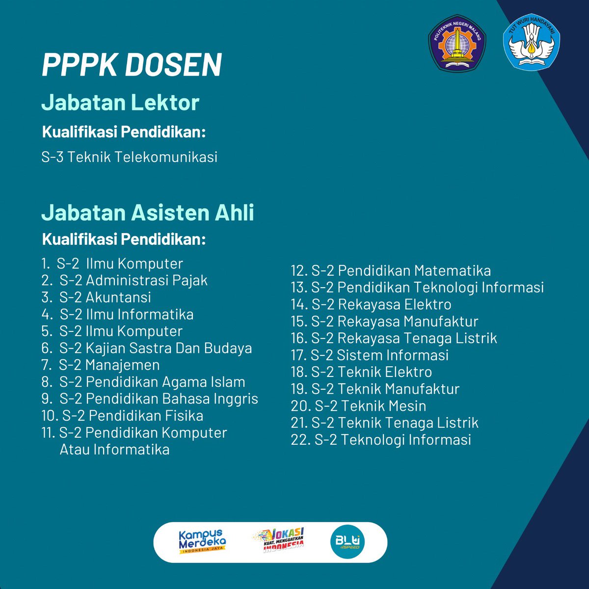 polinema_campus's tweet photo. Penerimaan Calon ASN POLINEMA Tahun Anggaran 2023

https://t.co/qLTKKq3o7l https://t.co/PVVckysRKR