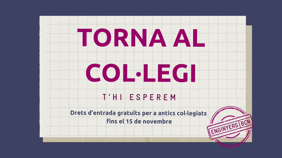 Et trobem a faltar! Si ja has estat col·legiat amb nosaltres, t'oferim una promoció perquè puguis continuar la teva carrera amb força! 📆De l'1 d'octubre al 15 de novembre ℹ️Més informació: enginyersbcn.cat/collegiat/prom…