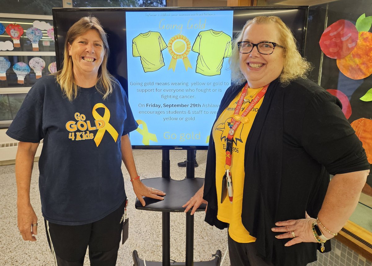 Ms. Kim and Ms. Skinner #GoGold for the kids! @Ashlawneagles @AshlawnExtDay