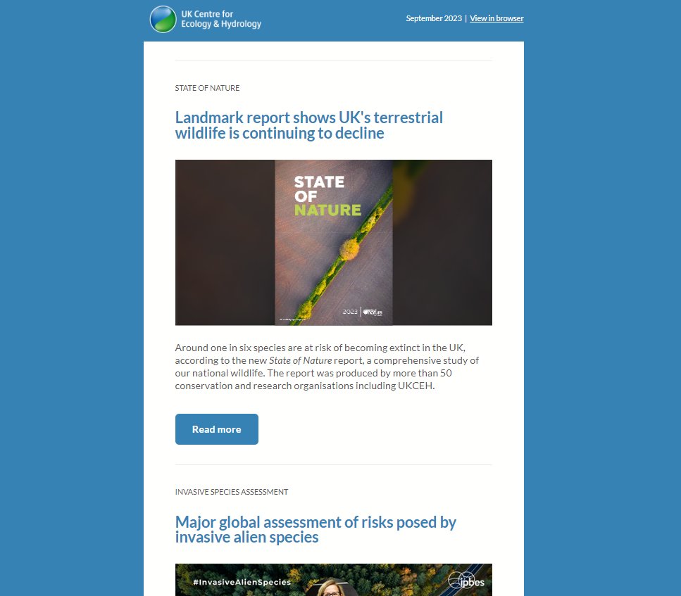 UK_CEH's tweet photo. Our latest newsletter is out now, including:   

🐞 New #StateOfNature report
🌿 Global #InvasiveAlienSpecies assessment
🐝 Air pollution stops bees finding flowers
🚣🏼‍♀️ Insight into lakes monitoring
📲 Pollinator #CitizenScience

Plus, lots more!

📰 https://t.co/uzoLtXxhAx https://t.co/6gl6nsxQAs