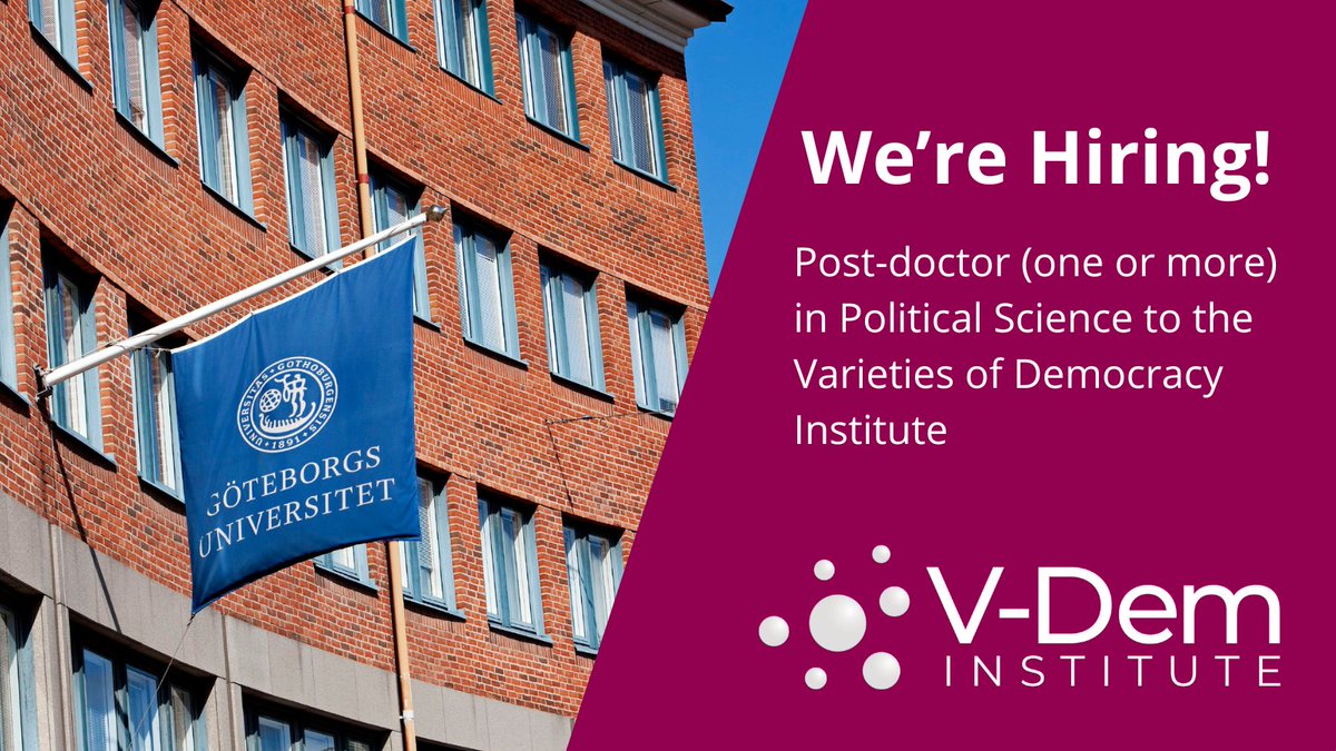 📢New Job Openings: Postdoctoral researcher(s) in Political Science at the V-Dem Institute Please share widely! Application and all details at web103.reachmee.com/ext/I005/1035/… Deadline: November 15