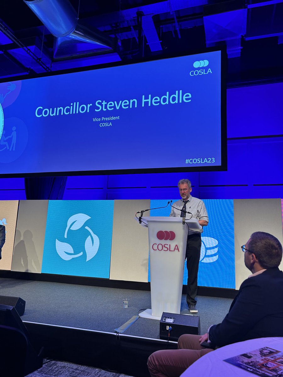MsJaneOD's tweet photo. Our Vice-President ⁦@StevenHeddle⁩ rounds up our conference - we are grateful for the input and contributions of our speakers and guests #COSLA23 @COSLA https://t.co/TSHnxuwSD3
