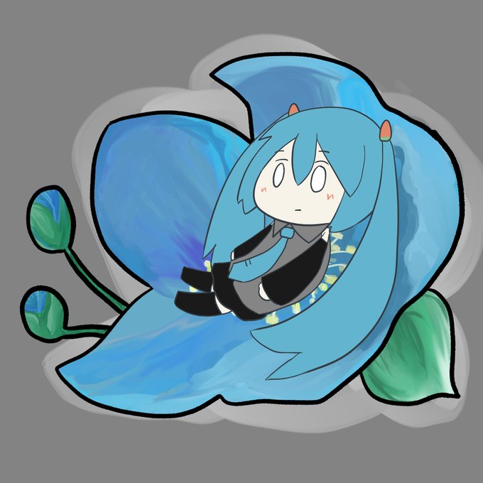 初音ミク100日チャレンジ44日目 ちゃぁ メコノプシス・ベトニキフォリア #100日チャレンジ