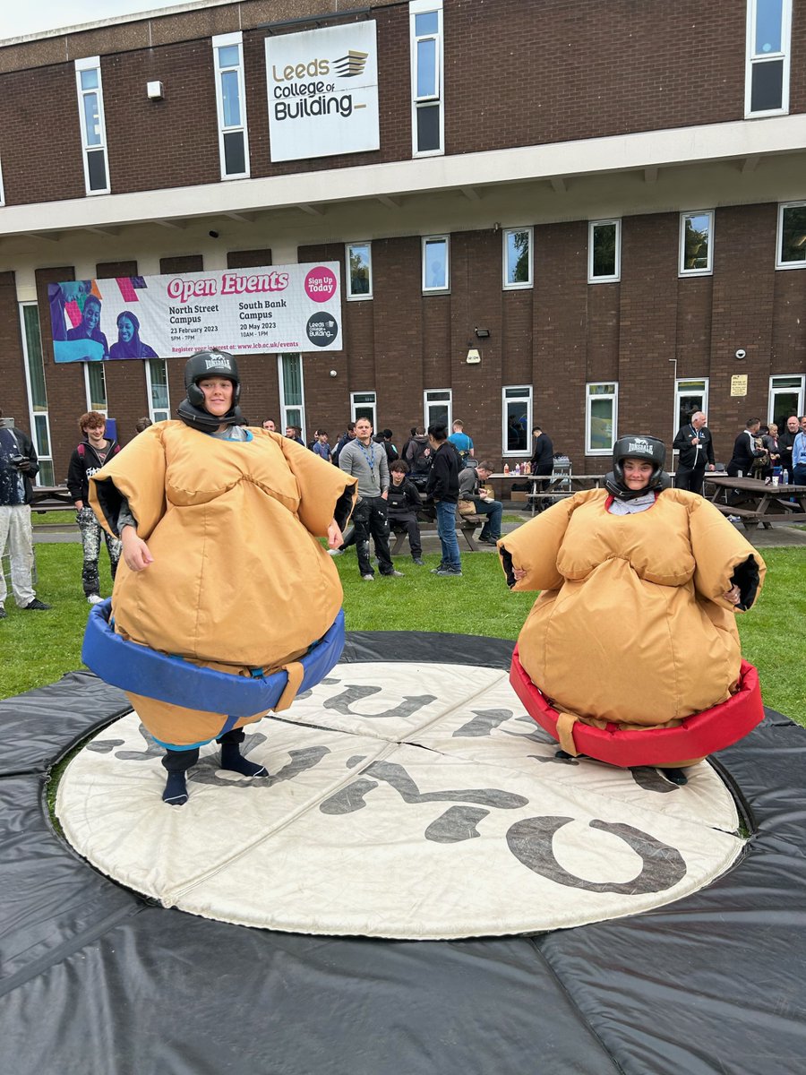 This week P&amp;D apprentices Ria and Ellie May took part in <a href="/WeAre_LCB/">Leeds College of Building</a> freshers fair at our North Street campus. Love the sumo suits! Wonder who won?#freshers