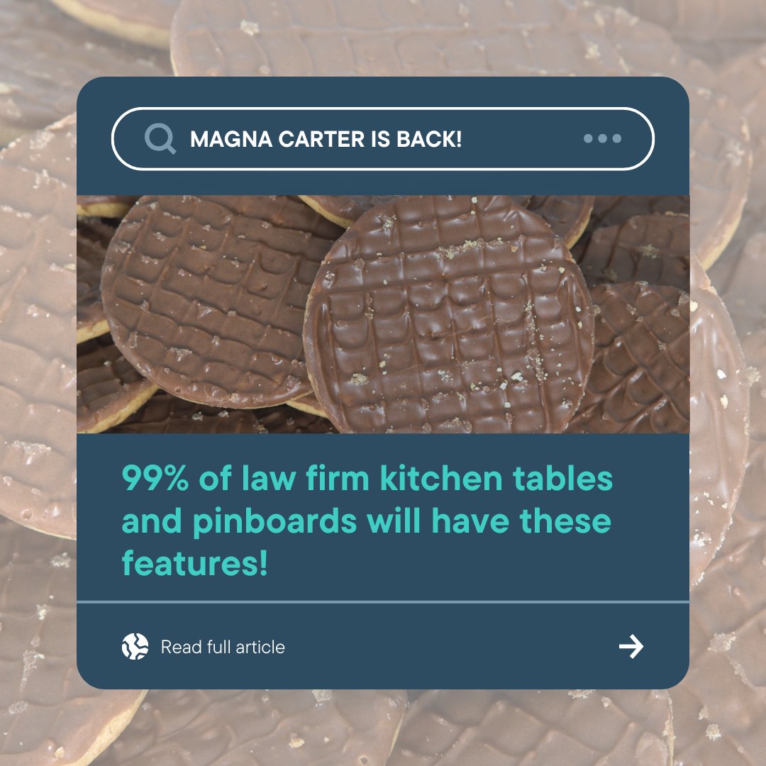 MartinTolhurst1's tweet photo. Welcome back to #MagnaCarter! In this edition, Richard Carter shares his insights on the wild and wacky world of law firm kitchen tables and pinboards. Get ready to laugh so hard you'll spill your coffee all over your legal briefs! 😂 https://t.co/0VvOxVuNaf https://t.co/jqrJZEXy3b