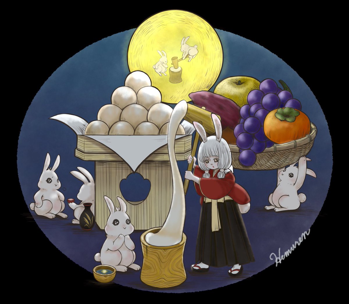 Hemure363's tweet photo. 十五夜🌙🍡🐇 https://t.co/oDgd94Ec2h