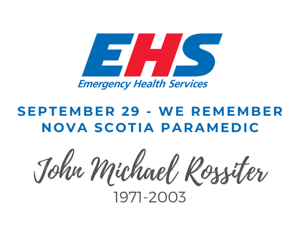 Twenty years ago today - September 29, 2003 - Nova Scotia paramedic John Rossiter was lost in the line of duty during Hurricane Juan. Today and every day we remember John, his contribution to patient care, dedication to the paramedic profession, and his service to Nova Scotians.