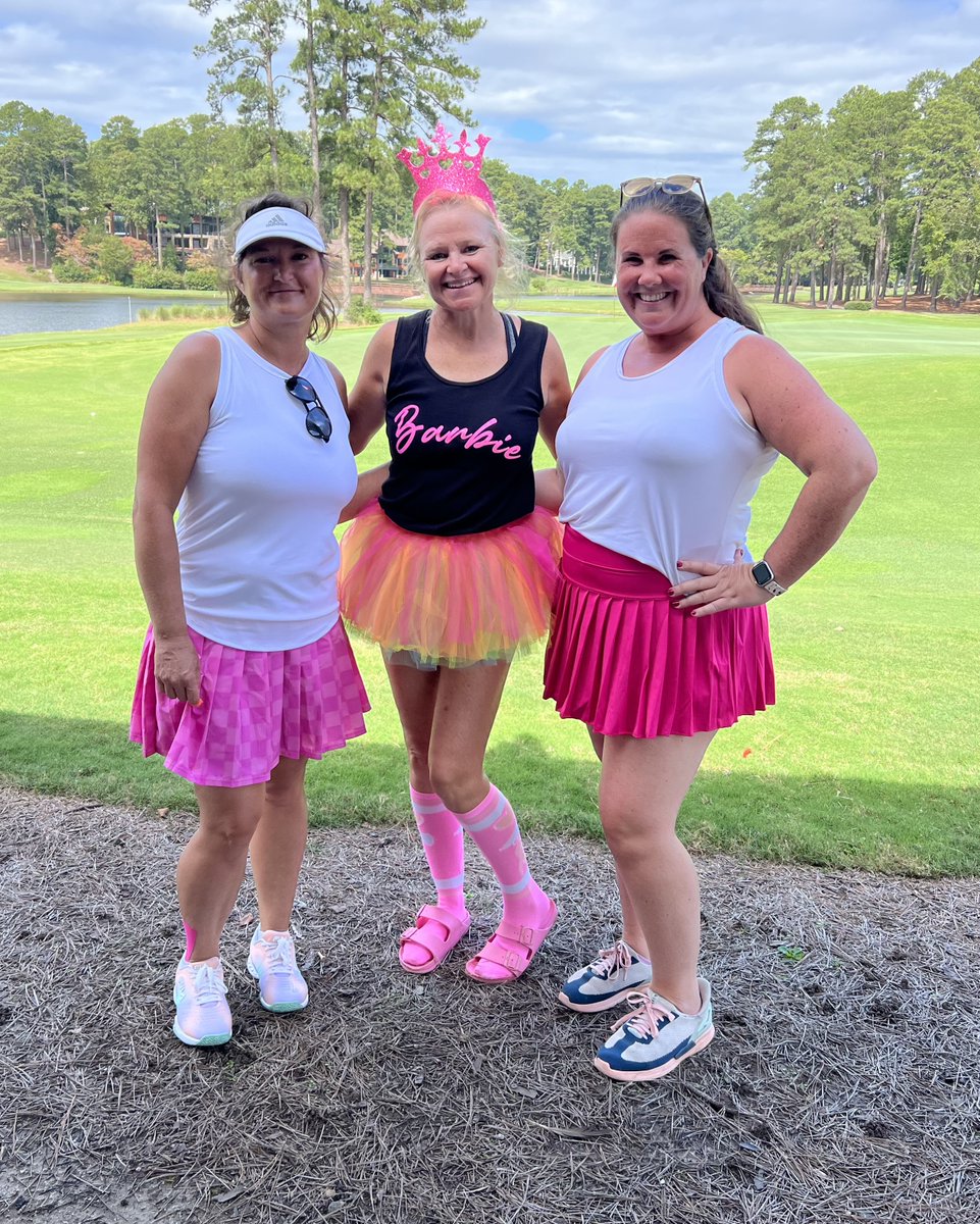 This is really fun!  Pictured center is Kari who does our beginner programs - on each side are two of her "students" from summer programs.  Now they are out playing tennis and just participated in MacGregor Downs Pretty in Pin fundraiser for breast cancer patients.  Go Tennis!