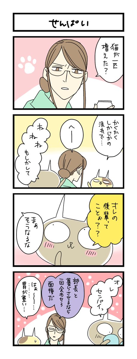 【夜の4コマ部屋】せんぱい / サチコと神ねこ様 第2048回 / wako先生 https://t.co/HTvAqTYdD8 
