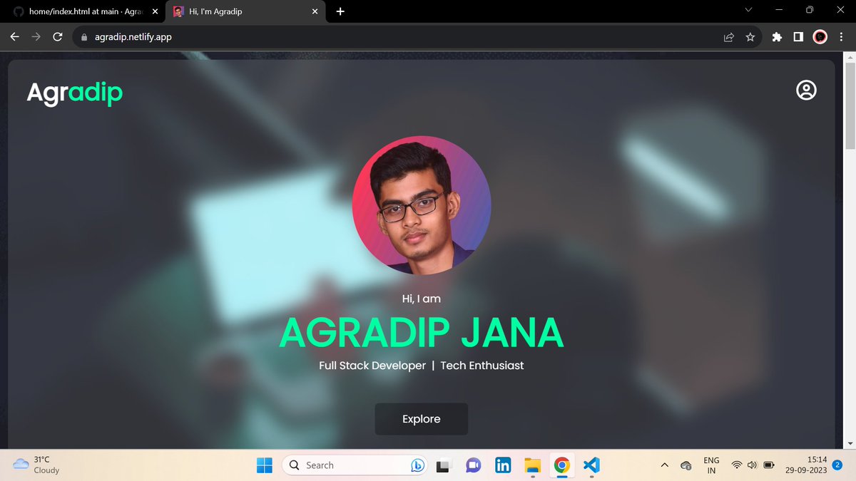 agradip_twts's tweet image. I made this portfolio website with Tailwind CSS.
It took 7 hrs to complete the design.
Rate this 👇