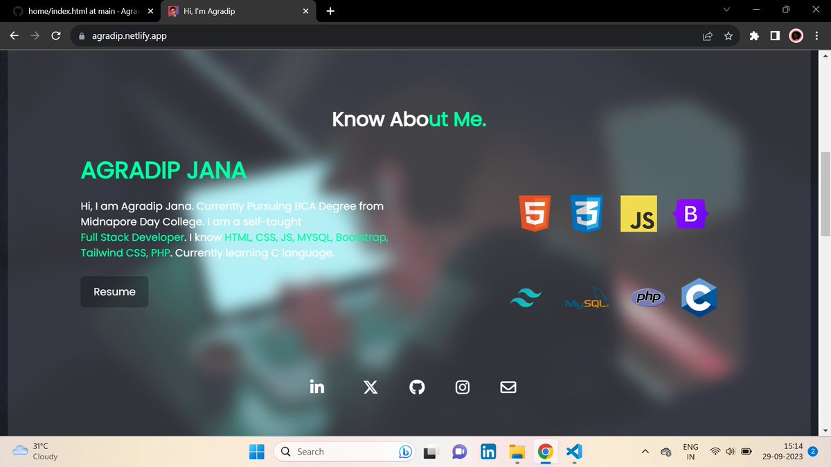 agradip_twts's tweet image. I made this portfolio website with Tailwind CSS.
It took 7 hrs to complete the design.
Rate this 👇