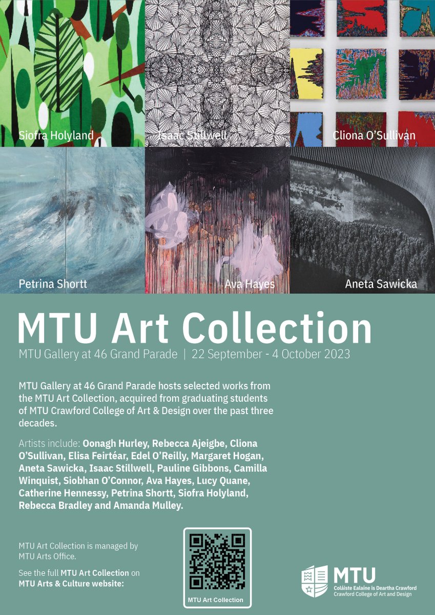 MTUgalleryat46's tweet image. Current exhibition of selected works from MTU Art Collection continues until Wednesday 4 October. Call in if you get a chance.

#ArtsRichTechnologicalUniversity #MTUArts #MTUArtsOffice #MTUGalleryat46GrandParade #MTUCrawford