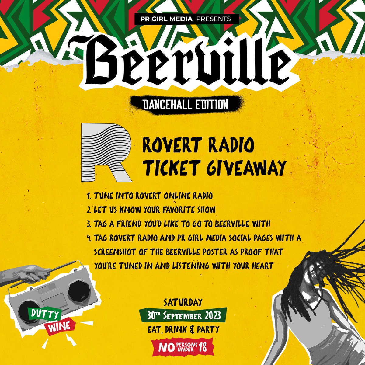 RovertRadio's tweet photo. Congratulations ladies 😌for winning yourselves tickets to this year’s dancehall edition of #BeerVille proudly brought to you by PR Girl Media✨🇯🇲
There’s still time for you to win free tickets from @RovertOnlineRadio
Simply see the poster for how to WIN!
#Listenwithyourheart https://t.co/Ql2bx9SnQE