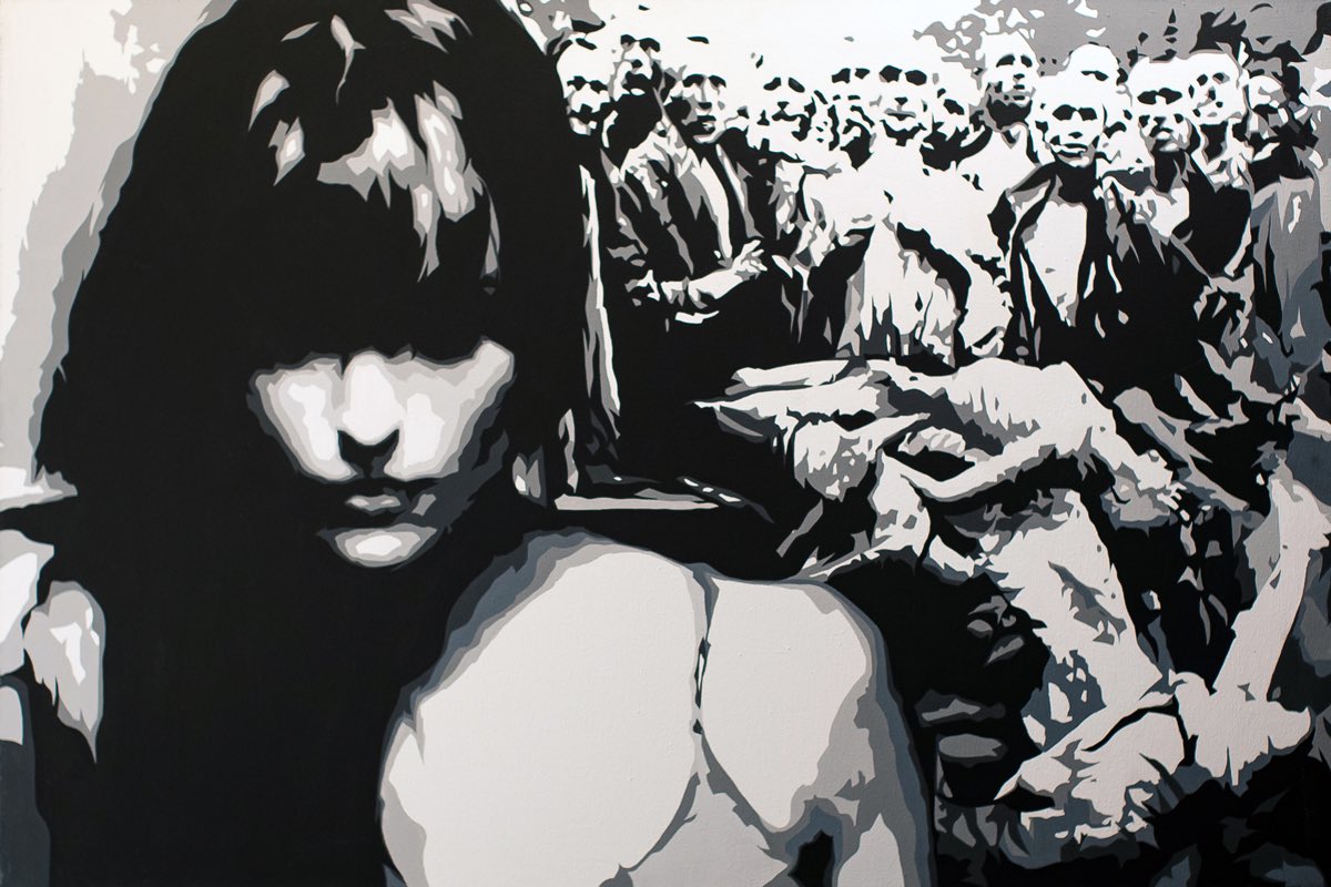 MJToomy's tweet image. Done a couple years ago… 
“Not to speak is to betray… Not to act is to condemn.”
Original acrylic on canvas. From my “Innocence Series”. 
londonderryfineart.com