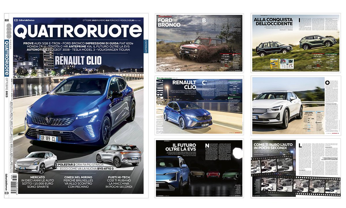 Scopri #4R di ottobre con le prove della #Renault #Clio ibrida e della #BYD #Atto3, la "scomparsa" dal mercato delle #auto sotto i 15 mila euro e l'inchiesta sui furti hi-tech -> tinyurl.com/2u23an84