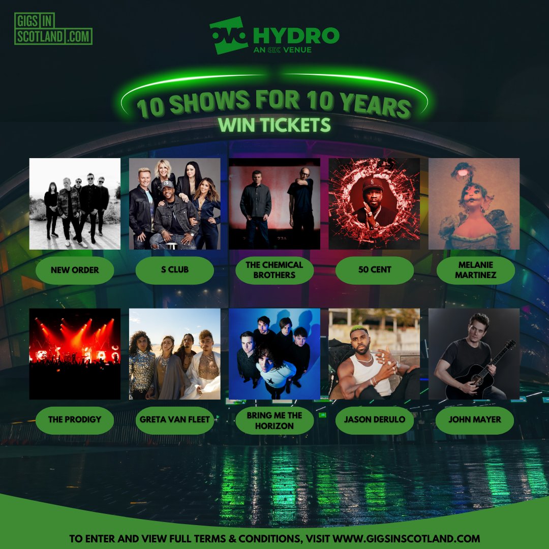 gigsinscotland's tweet image. COMPETITION: To celebrate the @OVOHydro's 10th Anniversary, we're giving away a pair of tickets to EACH of these 10 Hydro shows ⭐️

TO ENTER: Repost, tag your gig partner and select your show here 📝 ⇾ gigss.co/ovo-hydro-give…

COMPETITION CLOSES MONDAY 2ND OCTOBER AT 12PM.