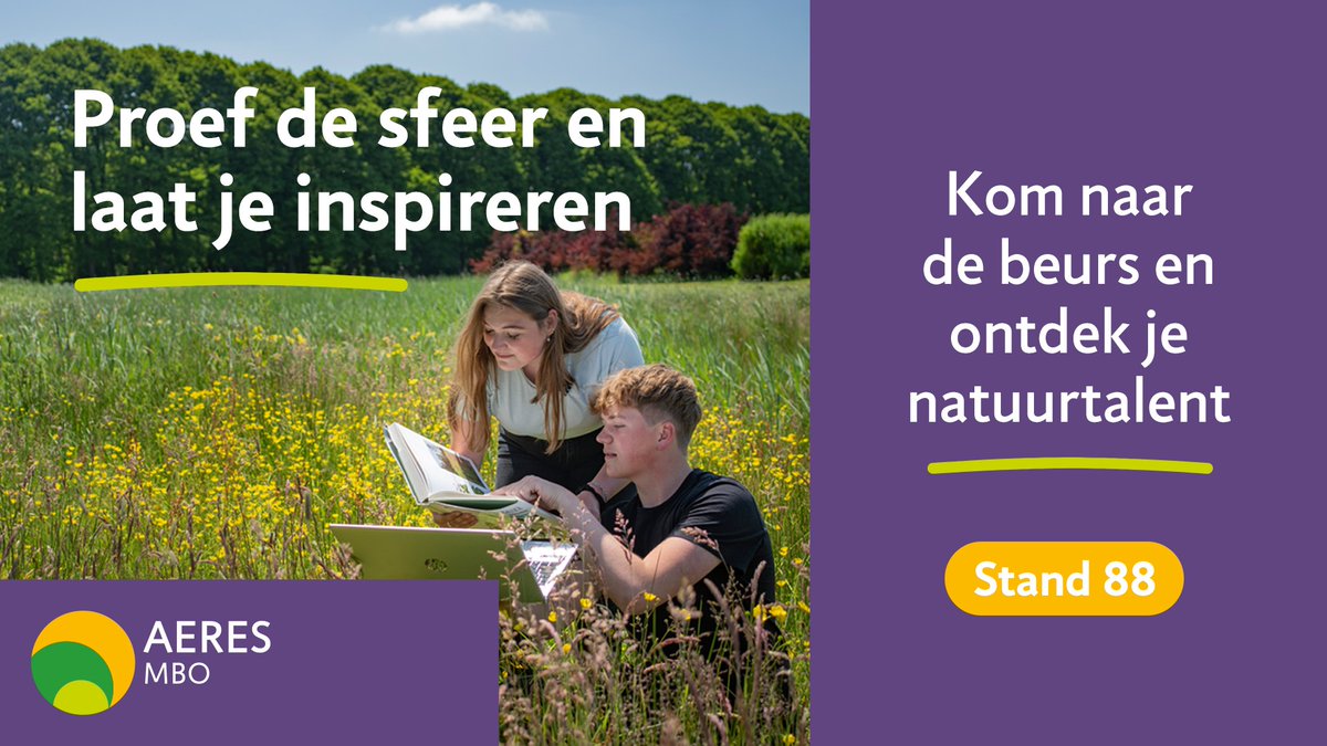 Benieuwd welke opleiding bij jou past? ✅ Bezoek ons op de Onderwijsbeurs Noordoost op 6 en 7 oktober in Zwolle 🥳 Tot dan? 

aeresmbo.nl/volgjenatuurta…