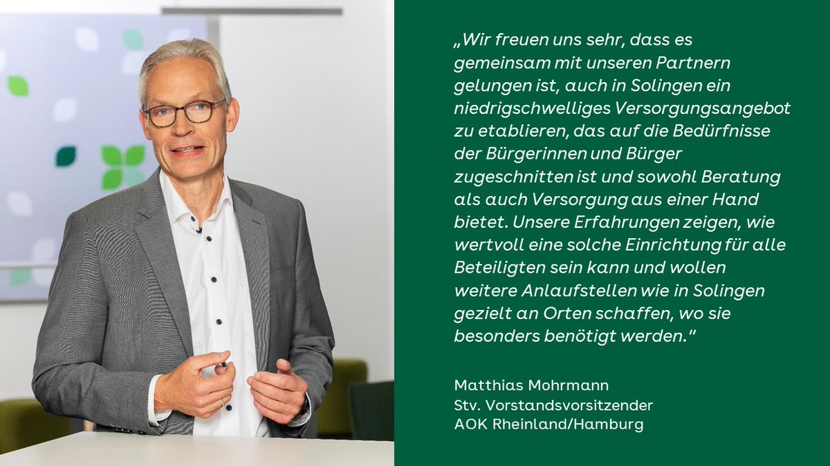 AOKRH's tweet photo. Im Verbund mit dem Arztnetz #solimed entsteht von Anfang an ein starkes Gesundheitsnetzwerk in #Solingen. Der #Gesundheitskiosk ist keine Konkurrenz zu ärztlicher Versorgung - es ist eine Investition in die soziale Fürsorge &amp; #Gesundheitskompetenz: https://t.co/mJ6lVRLzFF. https://t.co/cnqIbH4Dln
