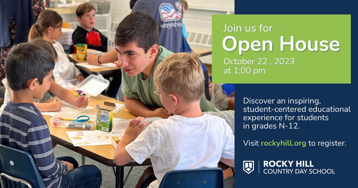 Join us for an opportunity to explore our inspiring academic programs, take a tour of our beautiful waterfront campus, and meet with our dedicated faculty and staff.  Register for Open House today: events.veracross.com/rockyhill/45-A…