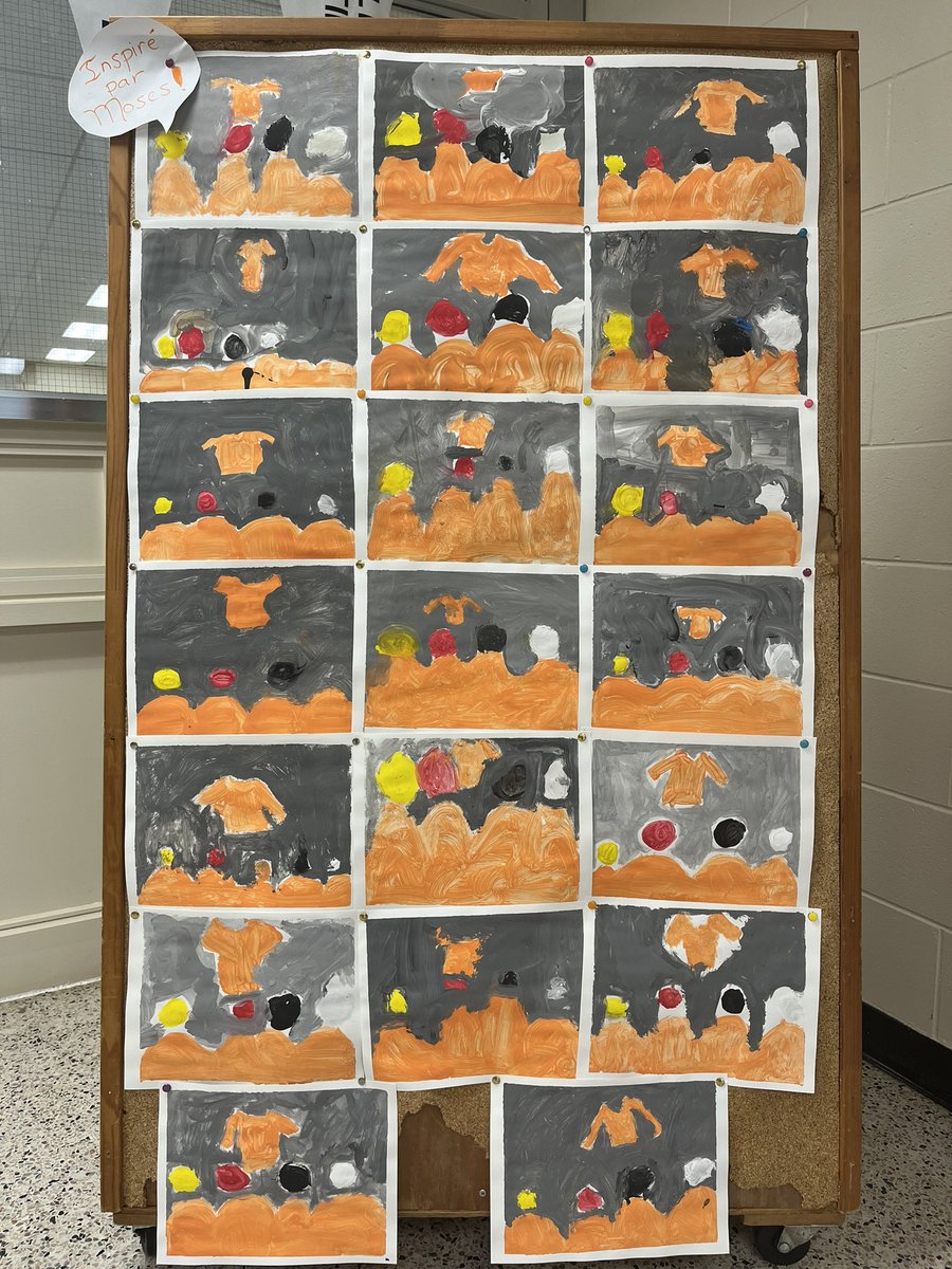 1/2 Wray paintings inspired by Moses Lunham. The four colours can be mixed to create every skin tone on earth. Each piece of artwork represents community. #TruthAndReconciliation #everychildmatters <a href="/GecdsbAmps/">AmherstburgEagles</a>