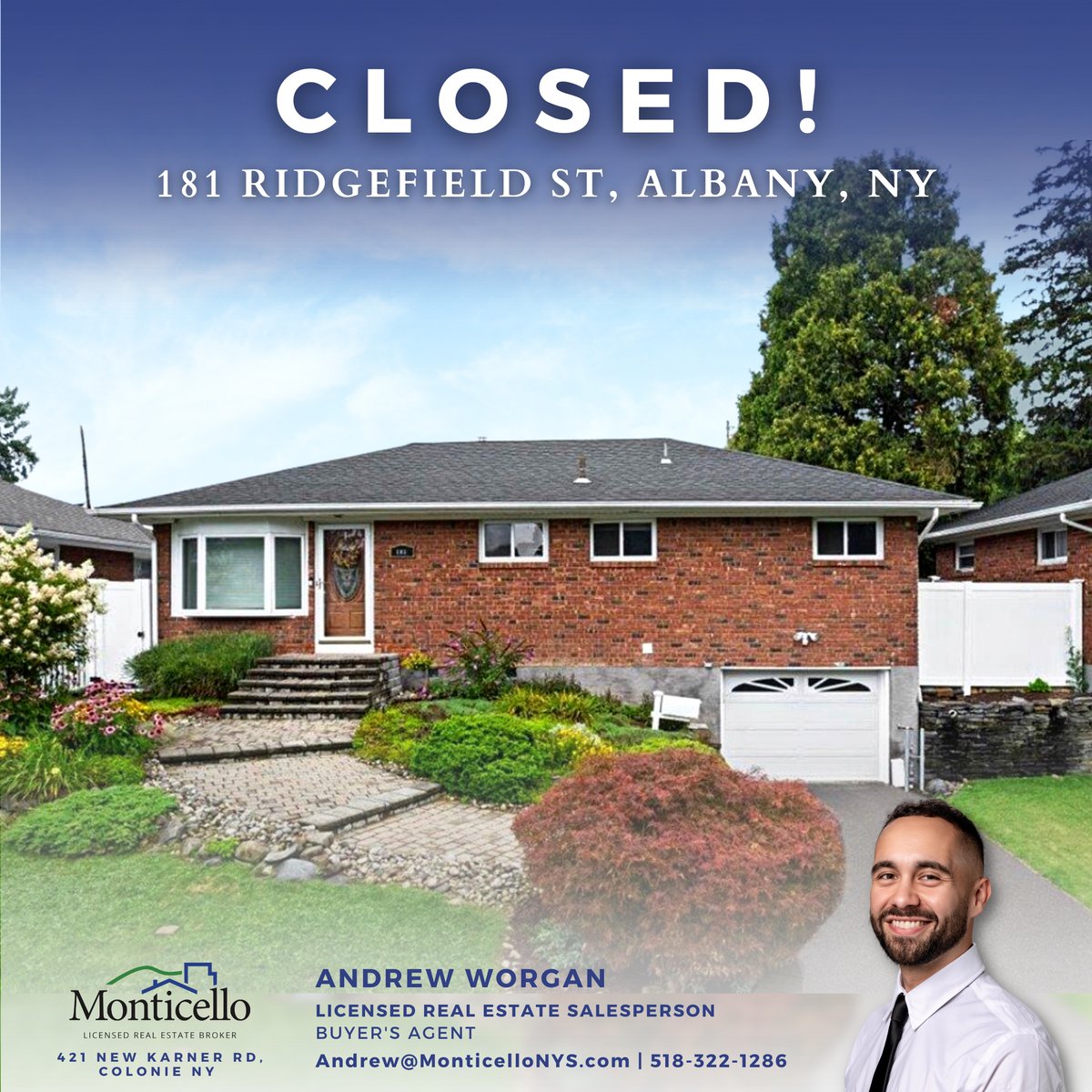 RealEstateNYS's tweet photo. CLOSED! 🏘✨
181 Ridgefield St, Albany, NY

Congratulations to the buyer's agent Andrew Worgan! ☝️
Work with Andrew! Andrew@MonticelloNYS.com | 518-322-1286

#Albany #BuyerAgent #NY #Closed #CapitalRegion #518RealEstate #Congratulations #TeamMonticello | #Serve | #Innovate https://t.co/l29nCUmpsx