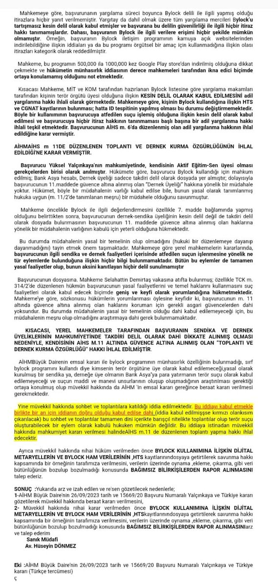 AİHM -Yalçınkaya kararı kapsamında yargılaması yerel mahkemede devam edenler için mahkemelere sunulmak üzere hazırladığımız  örnek beyan dilekçeleri aşağıda verilmiştir. Dilekçelerin word formatı ve linkleri  dhdanismanlik.com adresinden yayınlanacaktır.