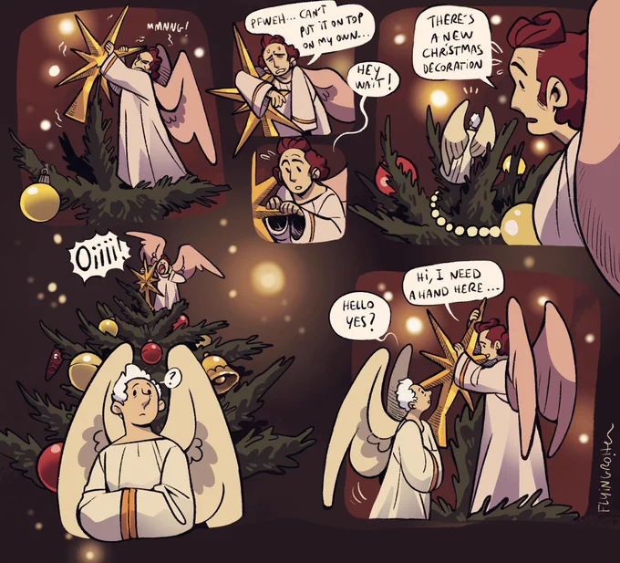 Everyone said they looked like Christmas decoration and they're right It's like a Toy Story AU #GoodOmens 