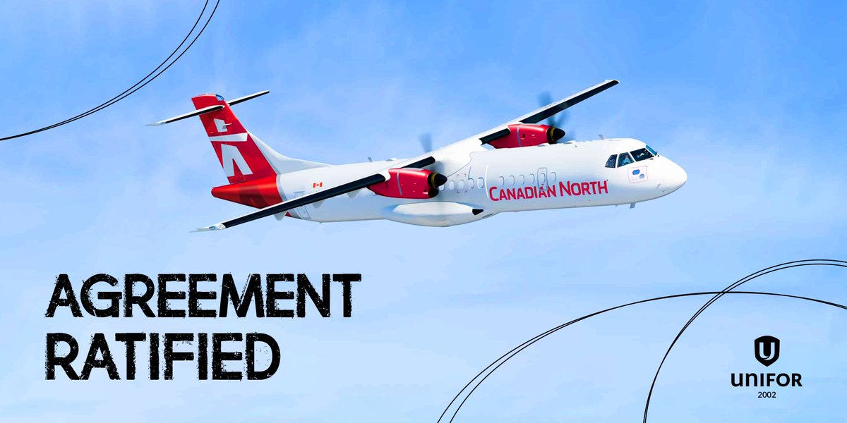 Unifor2002's tweet photo. Unifor Local 2002 is pleased to announce that our members at @CanadianNorth have ratified a new three-year agreement https://t.co/0fgweMyoxg #unifor #solidarity #canlab #canadiannorth https://t.co/uBzMhP6e58