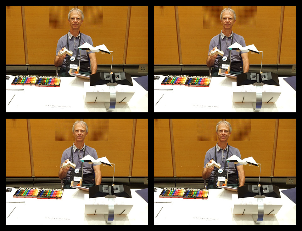 ISU2023Japan's tweet photo. Sylvain Arnoux exhibiting his stereoscopic drawing pen and his drawing works at the trade fair in ISU 2023 congress.
ISU2023大会・トレードフェアで、立体視画像の描画用ペンと、描画した作品を展示する Sylvain Arnoux さん。#ISU2023Japan https://t.co/B9oW8Rv2dj