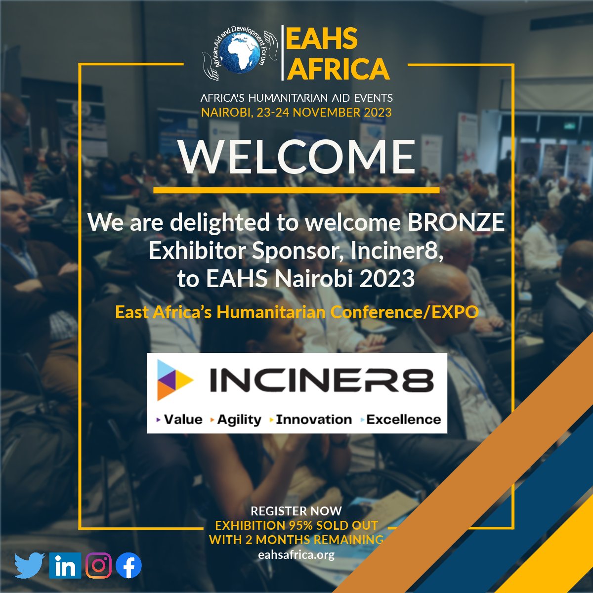 📢 Sponsor Alert!  

We are delighted to welcome BRONZE SPONSOR, @Inciner8, to EAHS Nairobi 2023, Africa's Humanitarian Conference/ Expo, taking place in Gigiri, Nairobi, Kenya from the 23-24 November 2023 #PPP #sdg17   

THE ONLY ANNUAL EVENT OF ITS KIND, IN EAST AFRICA FOR EAST
