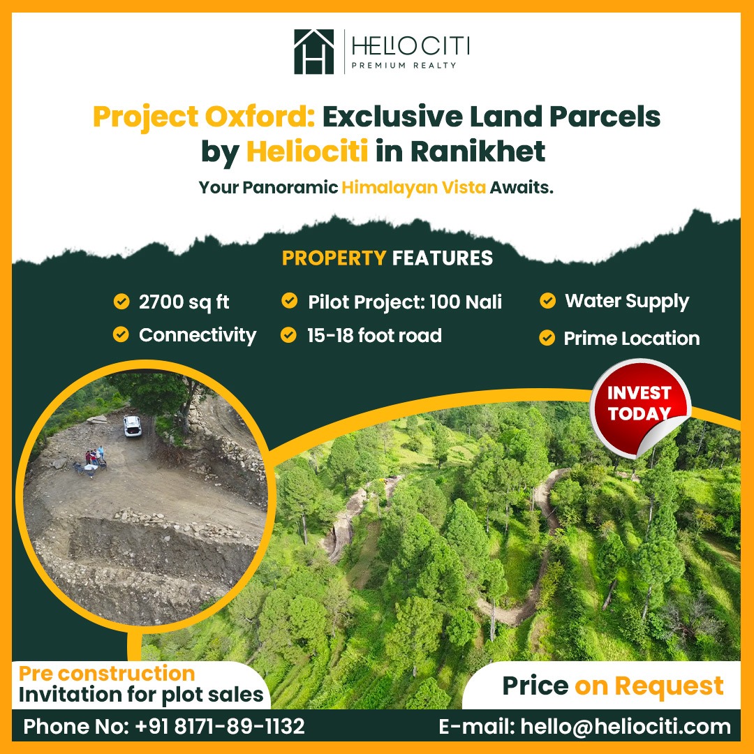 HelioCiti Presents: Project Oxford in Ranikhet 🌄
Your gateway to the untouched beauty of the Himalayas. Experience breathtaking views along the ancient foot route to Old Badrinath.
.
Call us at +91 81718 91132.
.
#HelioCitiRanikhet #ProjectOxford #LandOfDreams #HimalayanHideaway