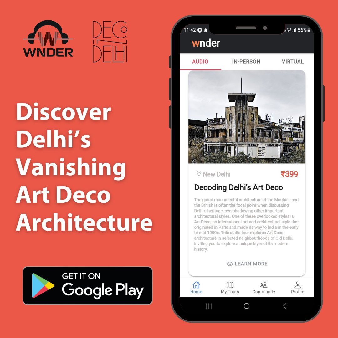 #WnderApp is now in #Delhi with our first #AudioTour with <a href="/deco_delhi/">Deco in Delhi</a>! 

Download #Wnder now to discover the least explored stories in #ArtDeco #architecture of Delhi. 

Download Wnder here: bit.ly/WnderApp