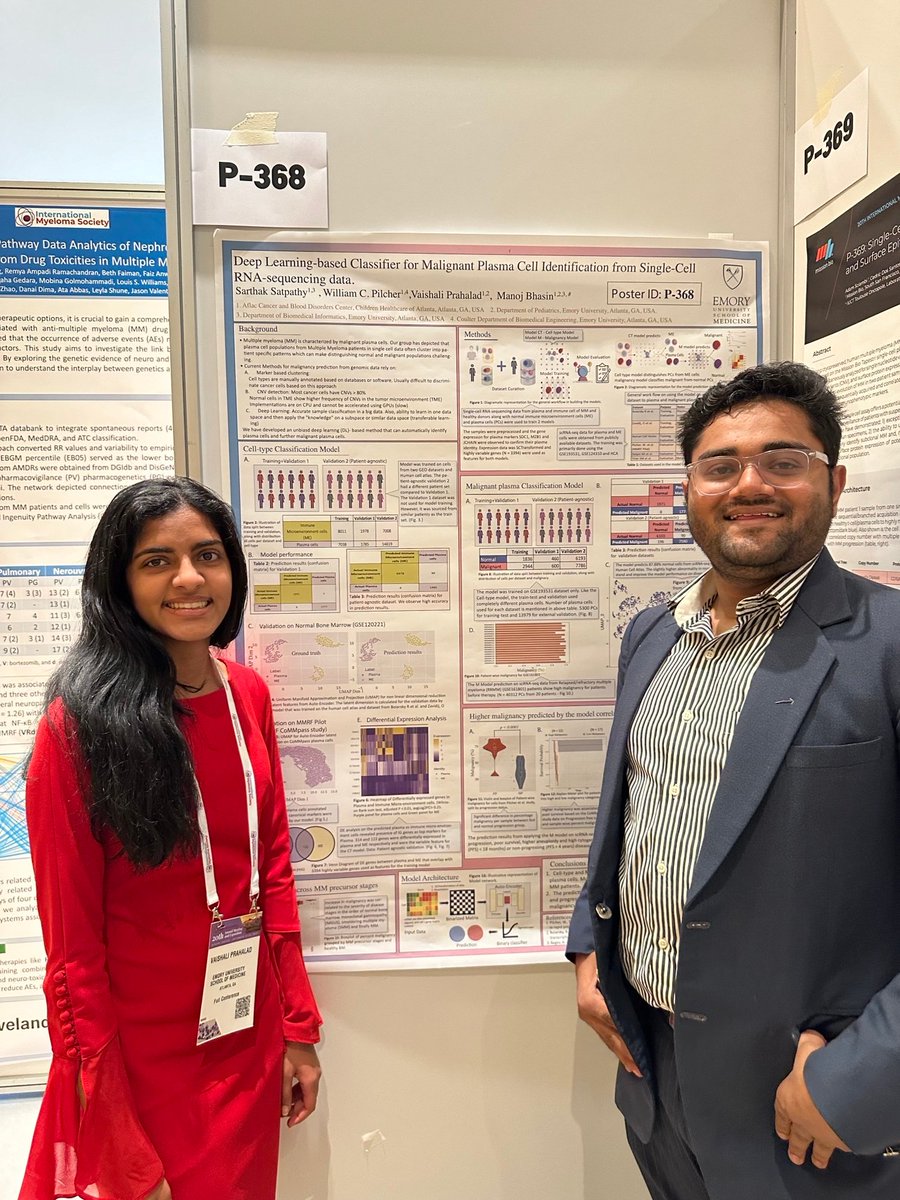 theMMRF's tweet photo. Sarthak Satpathy, @WinshipAtEmory presents a poster at #IMS23 meeting in Athens, Greece, on how data from @theMMRF CoMMpass study is being used to validate new, AI-based models being developed to better predict tumor cell malignancy. https://t.co/L12H0i5jQ9