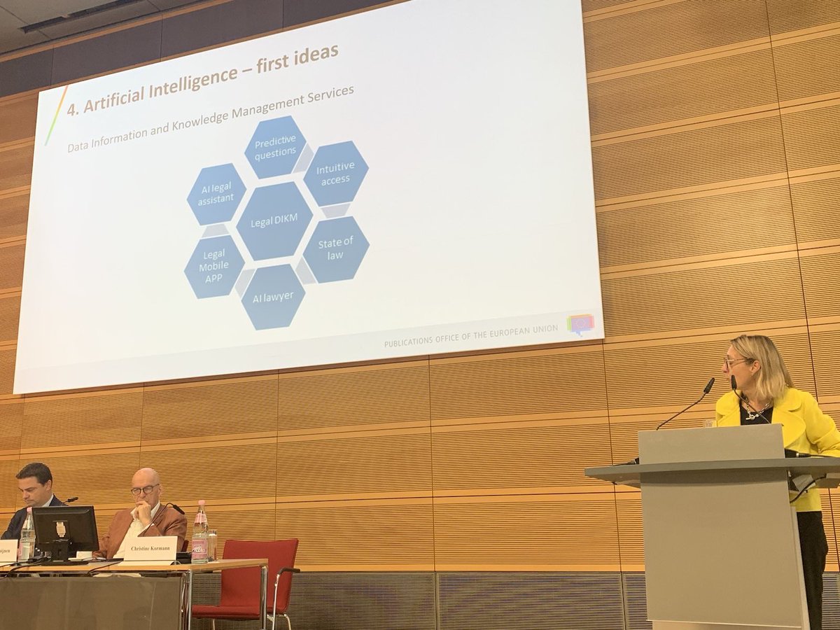 . @EULawDataPubs on how to improve access to law, <a href="/IPZS/">Poligrafico e Zecca</a> on #Al pilot with @FBK on classification of legal documents, KOOP on the need to use open source software
#Berlin
#EuropeanUnion #Bundesgesetzblatt
<a href="/EuropeanForumOJ/">European Forum OJ</a> <a href="/EUPublications/">EU Publications</a> @EU_opendata
@bmj_bund