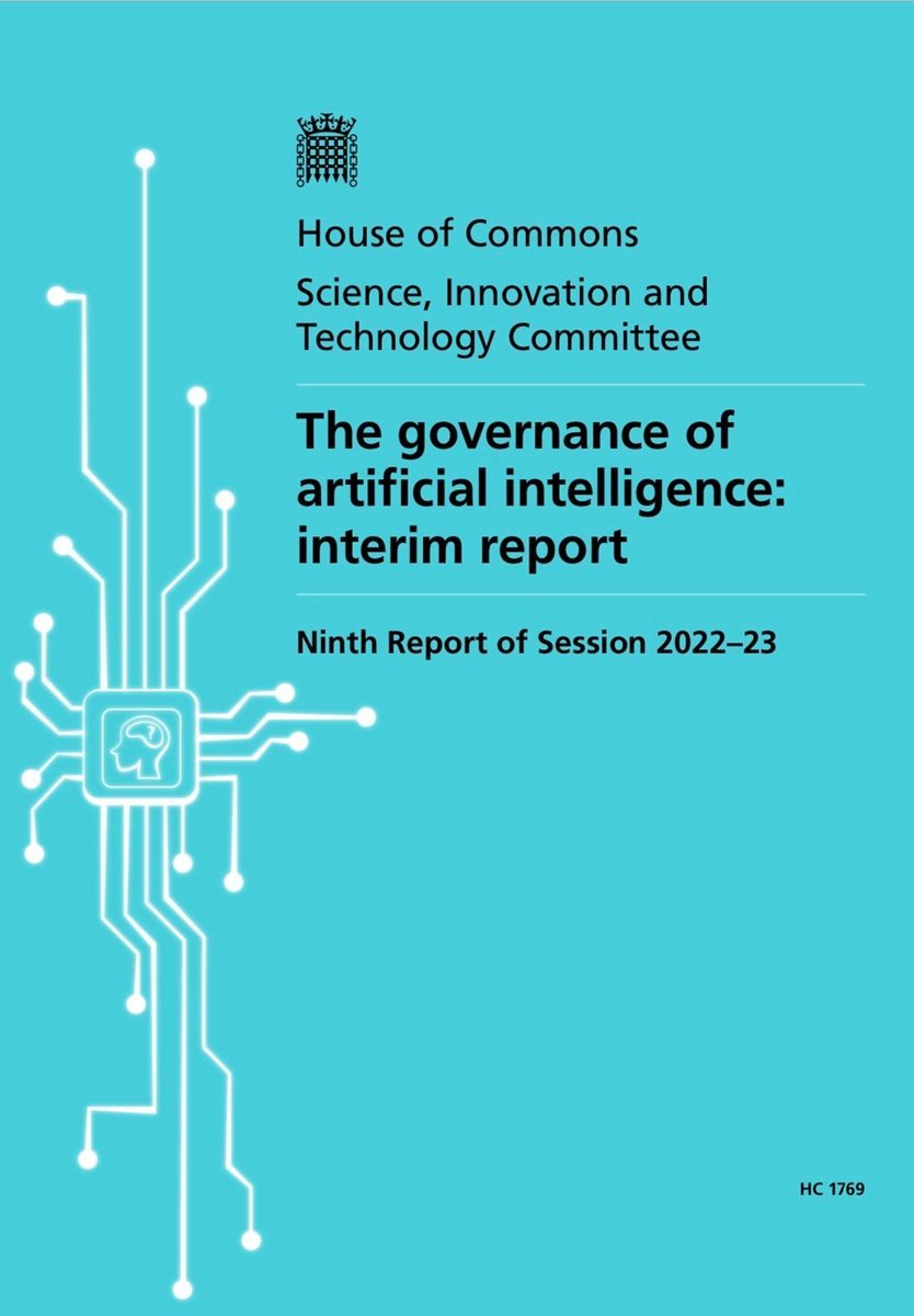 The governance of artificial intelligence: interim report. This is a House of Commons Committee report, with recommendations to government. Learn more: buff.ly/3Q3ZYrn #AI
