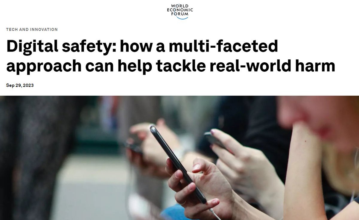 hinduja's tweet photo. Check out this new World Economic Forum piece detailing three approaches to digital safety: content policies and effective enforcement; signals and enablers beyond content (e.g., monetary flow, user behaviors); and stakeholder collabs. https://t.co/m0lXXXZ6oT @Teleperformance https://t.co/doPBxJ45yW