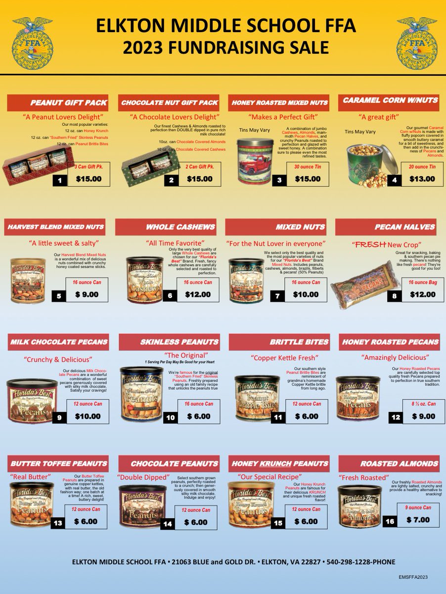 Our FFA is conducting their Fruit Nut Sales 10/1-11/8. 12/5 is the delivery date.  Order online using this link:  floridafruitstore.com/ElktonFFA <a href="/EMSPOWERHOUSE/">EMS Library</a> <a href="/EMSMakerSpace/">EMSMakerSpace</a>