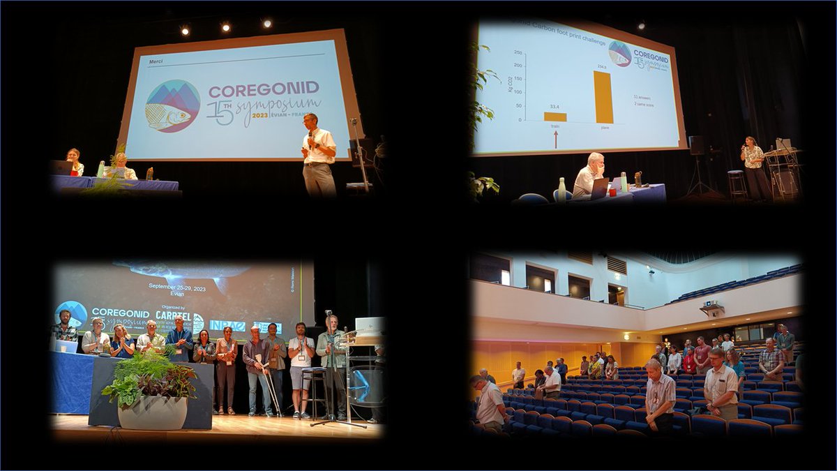 Last day  <a href="/coregonid_isbmc/">Coregonid 2023</a> : thanks to the scientific committee &amp; local committee <a href="/UmrCarrtel/">UmrCarrtel</a>. Prizes for the lowest Carbon foot print ( journey mainly by public transport). A high emotionnal thought for our colleague @LouisBernachez for his major contribution to our community.