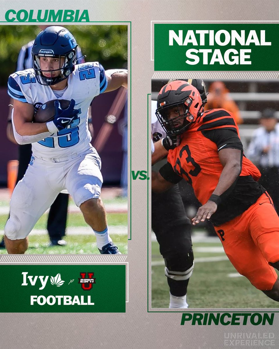 Ivy League (@ivyleague) on Twitter photo ALL OF THE LIGHTS.
A national television audience awaits <a href="/CULionsFB/">Columbia Football</a> visiting <a href="/PrincetonFTBL/">Princeton Football</a> tonight in the Ivy League opener for both squads. Kickoff is set for 7 p.m. on <a href="/ESPNU/">ESPNU</a>. 🌿🏈
📰 » ivylg.co/FB092823 ALL OF THE LIGHTS.
A national television audience awaits <a href="/CULionsFB/">Columbia Football</a> visiting <a href="/PrincetonFTBL/">Princeton Football</a> tonight in the Ivy League opener for both squads. Kickoff is set for 7 p.m. on <a href="/ESPNU/">ESPNU</a>. 🌿🏈
📰 » ivylg.co/FB092823
