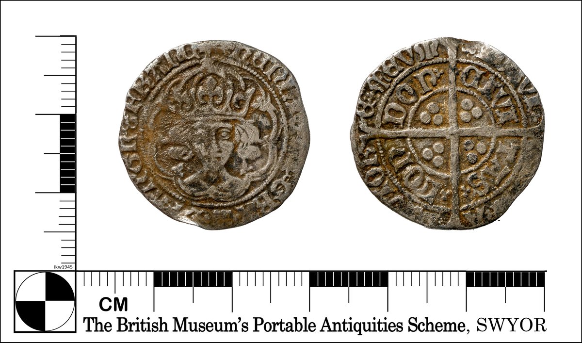 🌟It is #FindsFriday with @findsorguk, and I am excited to share this amazing silver groat from Henry VII's reign, struck AD 1490-1504, in London! Found in Doncaster, @DanumGLAM. Dive into its rich history in the record at:🔗finds.org.uk/database/artef…