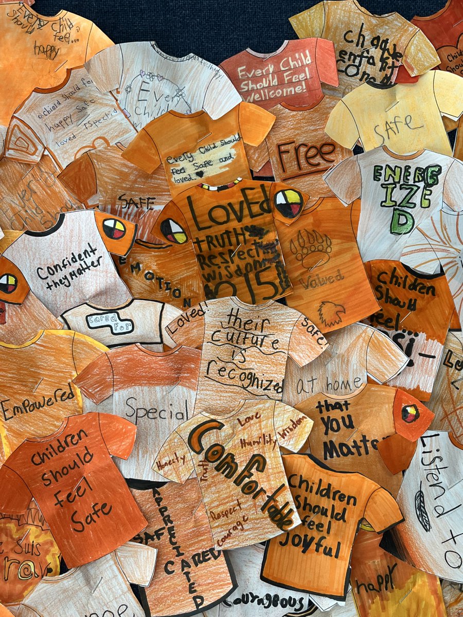 Mundy's Bay Orange Shirt Day.....creating a "heart" of messages to honour the lives of children lost. 
#truthandreconciliation