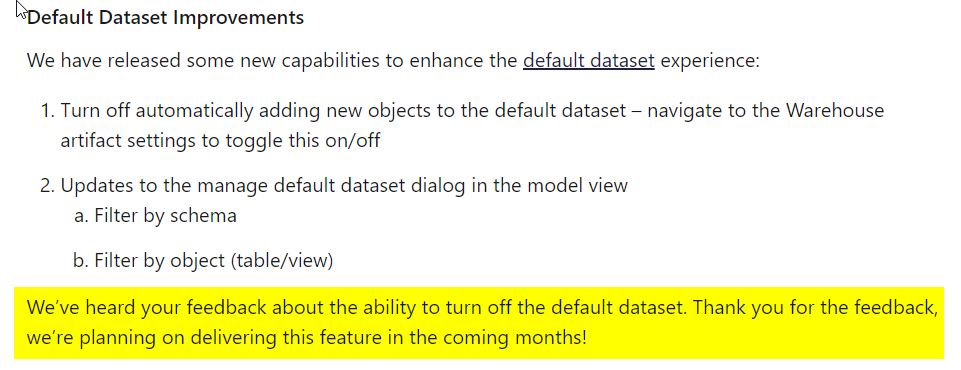 PawarBI's tweet photo. Whoaa.. Default Direct Lake dataset can be turned off 👏👏 Thanks @_christianWade and team! Will that be for WH and LH?
https://t.co/K6dIsYdFGy! https://t.co/dJe8Za0f8F