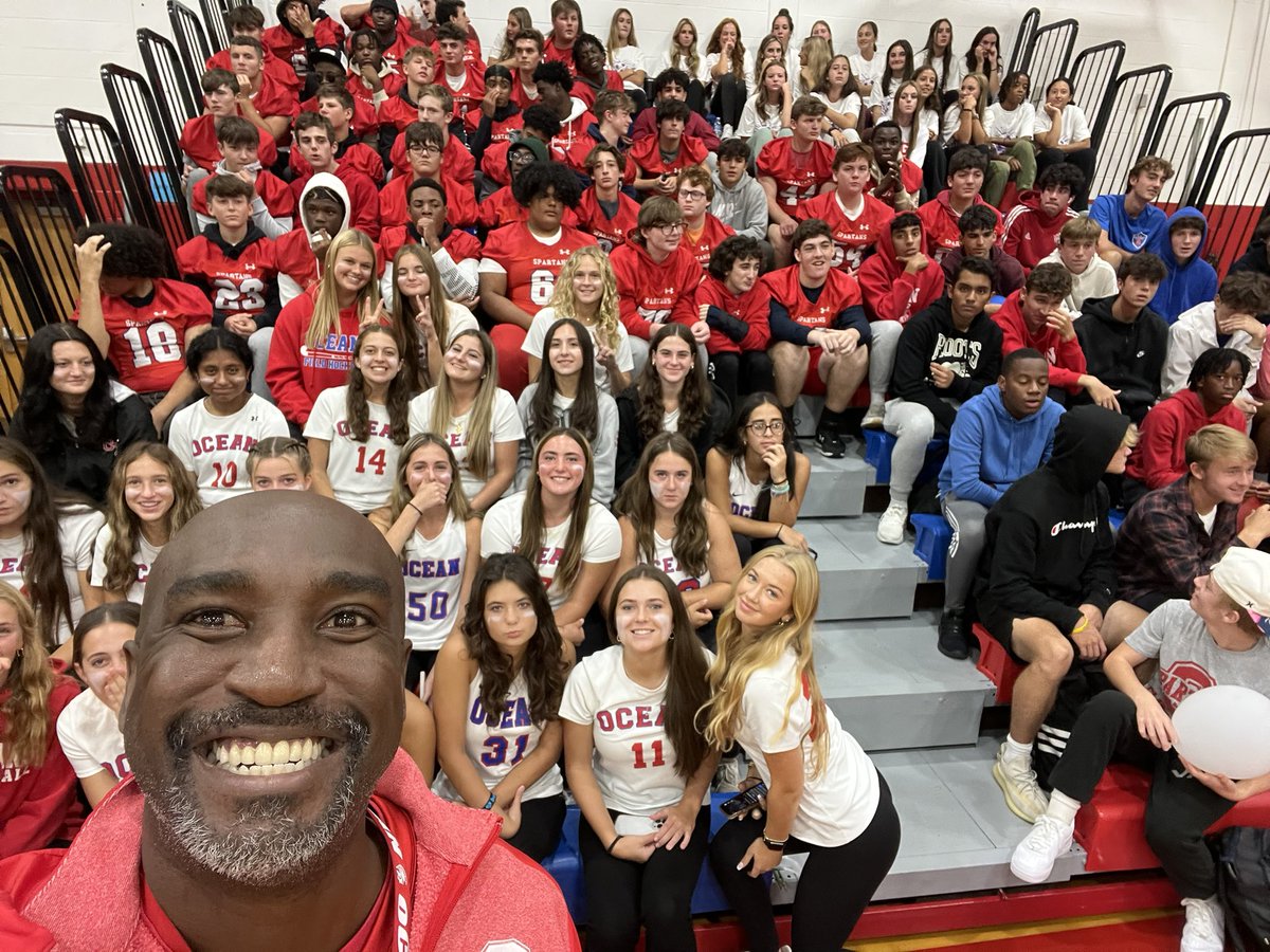 CoachYoungNJ's tweet image. When Coach Young has WAY too much fun at a Pep Rally. Thanks to class officers at @OTSpartanLegacy for letting me play a small role yesterday. #SpartanLegacy #HomeOfTheSpartans