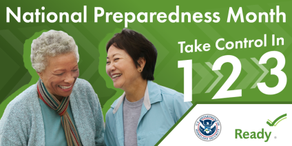 Readygov's tweet photo. As National Preparedness Month comes to an end, @DHSgov joins us in reminding you to take control in 1, 2, 3 all year-round!

1) Assess your needs
2) Make an evacuation plan
3) Engage your support network

#NPM2023 #TakeControl123 https://t.co/RhwngeE9QT