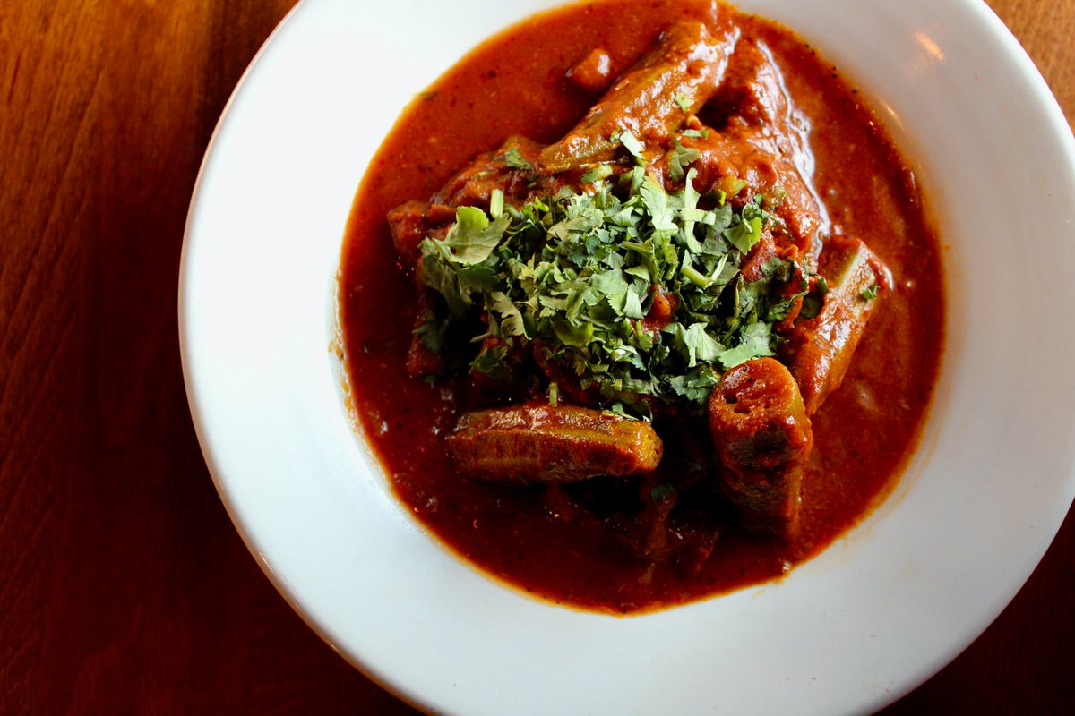 Comfort food, but healthy! Who knew that okra could taste this good? This plant-based dish is our Bamya Chalou with okra in a tomato based stew, served with saffron infused basmati rice.