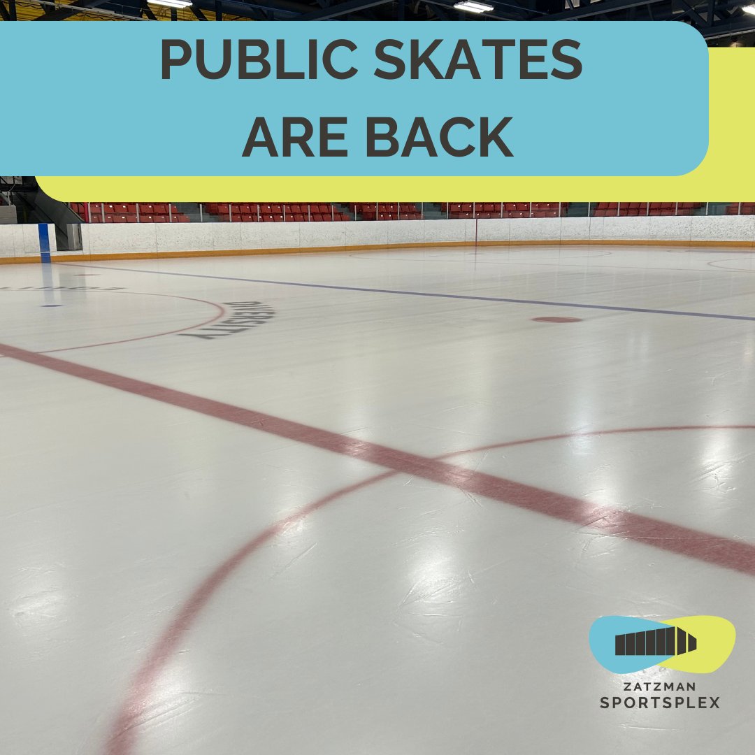 Public Skates start Oct 4! ⛸

Lace up your skates and hit the ice during our Public Skate hours.

Full schedule and details are available at: zatzmansportsplex.com/programs-servi…