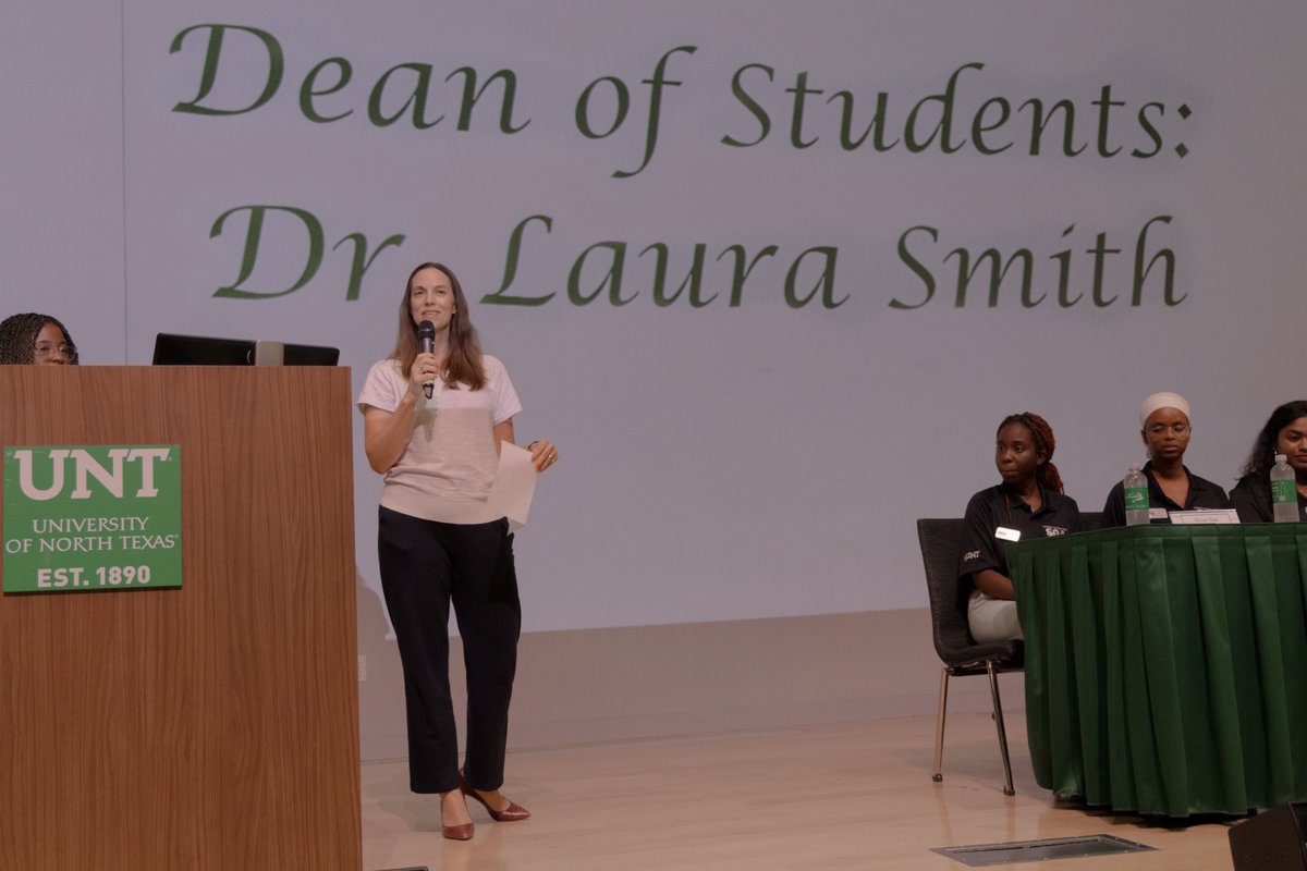 Students heard from @UNTSGA leaders, VP of Student Affairs Dr. Elizabeth With, Dean of Students Dr. Laura Smith and AVP of Student Affairs Dr. Melissa McGuire during the annual State of the Student Body Address. More photos at: untstudentaffairs.smugmug.com/Union/Fall-202… #UNT #StudentAffairsSnapshot